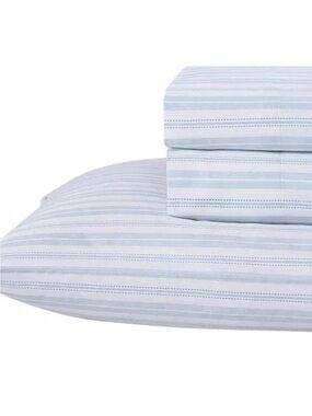 Laura Ashley Fern Blue Queen 300 Thread Count Cotton Sheet Set NWT